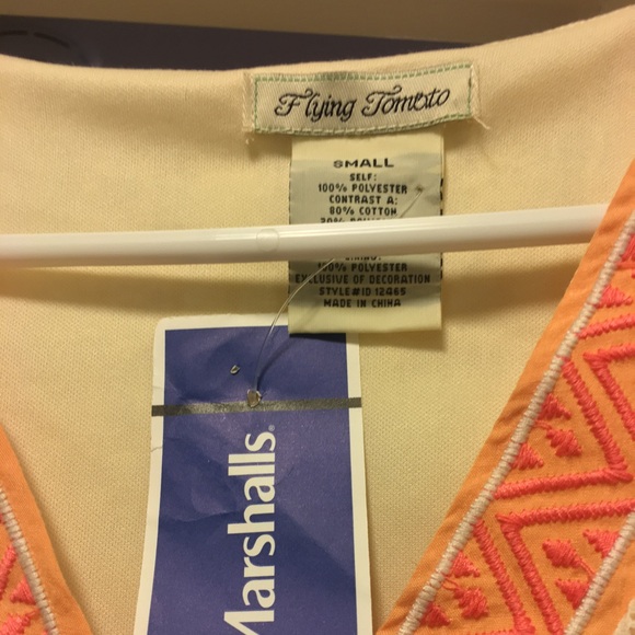 Maxi cream and coral boho semi-formal Flying Tomato floor length chiffon dress - Picture 3 of 4